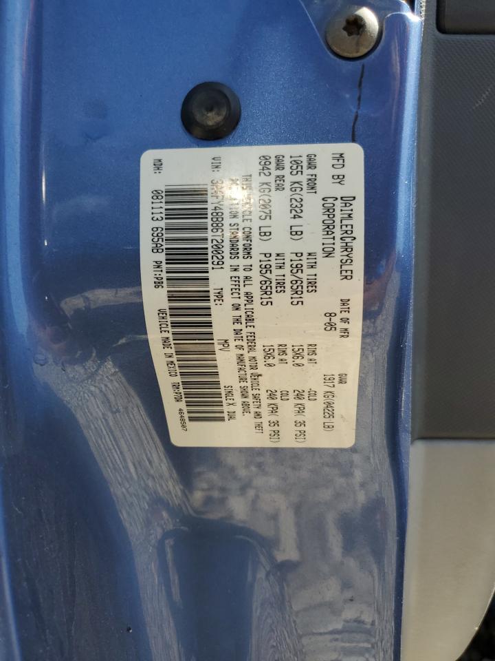 2006 Chrysler Pt Cruiser VIN: 3A4FY48B86T200291 Lot: 66197535