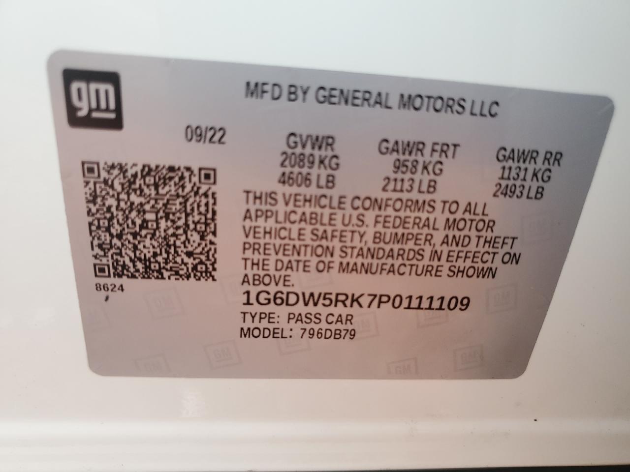 2023 Cadillac Ct5 Luxury VIN: 1G6DW5RK7P0111109 Lot: 63498615