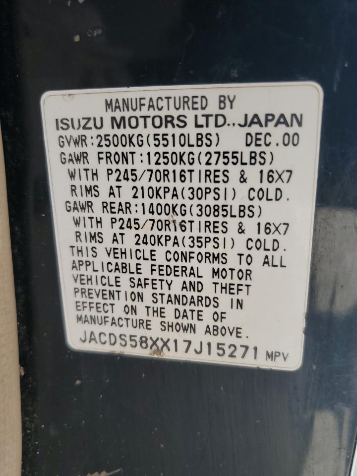 2001 Isuzu Trooper S VIN: JACDS58XX17J15271 Lot: 62877405
