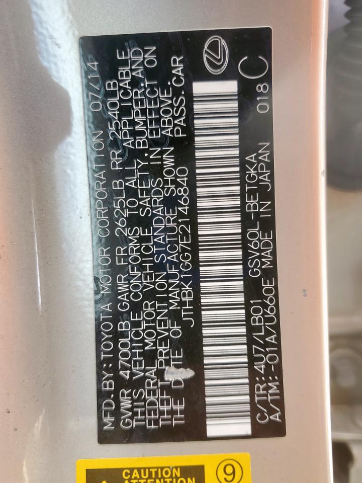 2014 Lexus Es 350 VIN: JTHBK1GG7E2146840 Lot: 66757035