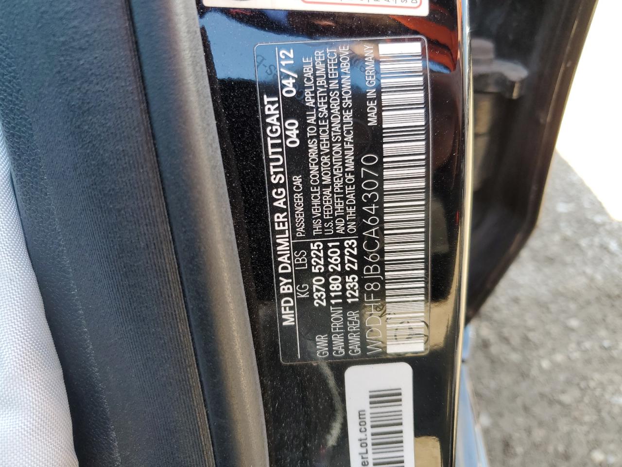 2012 Mercedes-Benz E 350 4Matic VIN: WDDHF8JB6CA643070 Lot: 64189245
