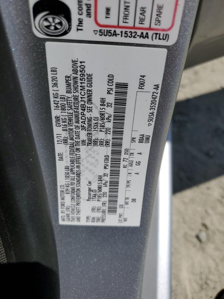 2012 Ford Fiesta Se VIN: 3FADP4BJ1CM159501 Lot: 64635785