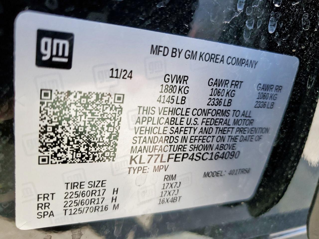 2025 Chevrolet Trax Ls VIN: KL77LFEP4SC164090 Lot: 64685935