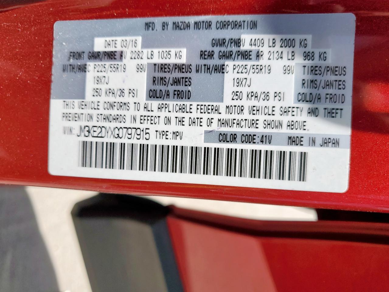 2016 Mazda Cx-5 Gt VIN: JM3KE2DYXG0797915 Lot: 66687425