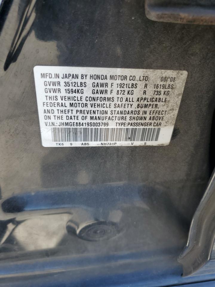 2009 Honda Fit Sport VIN: JHMGE88419S003799 Lot: 64296275