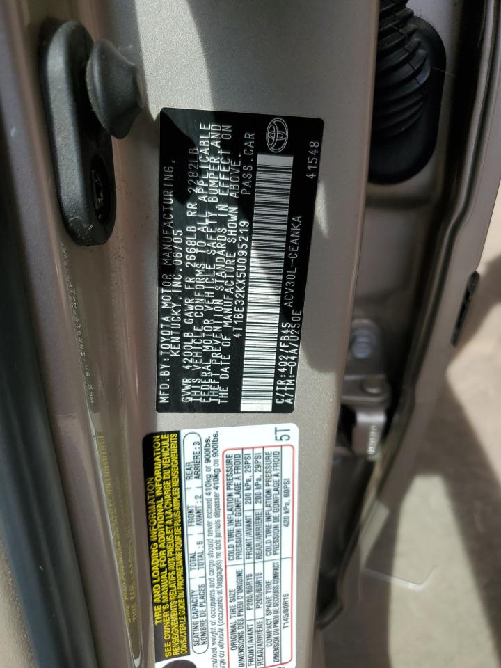2005 Toyota Camry Le VIN: 4T1BE32KX5U095219 Lot: 63998765