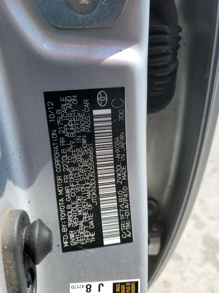 2013 Toyota Prius VIN: JTDKN3DU5D5546651 Lot: 65056245