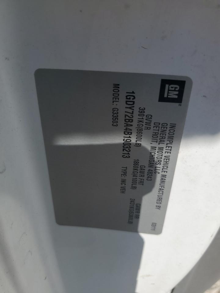 2011 GMC Savana Cutaway G3500 VIN: 1GDY72BA4B1903213 Lot: 64760615