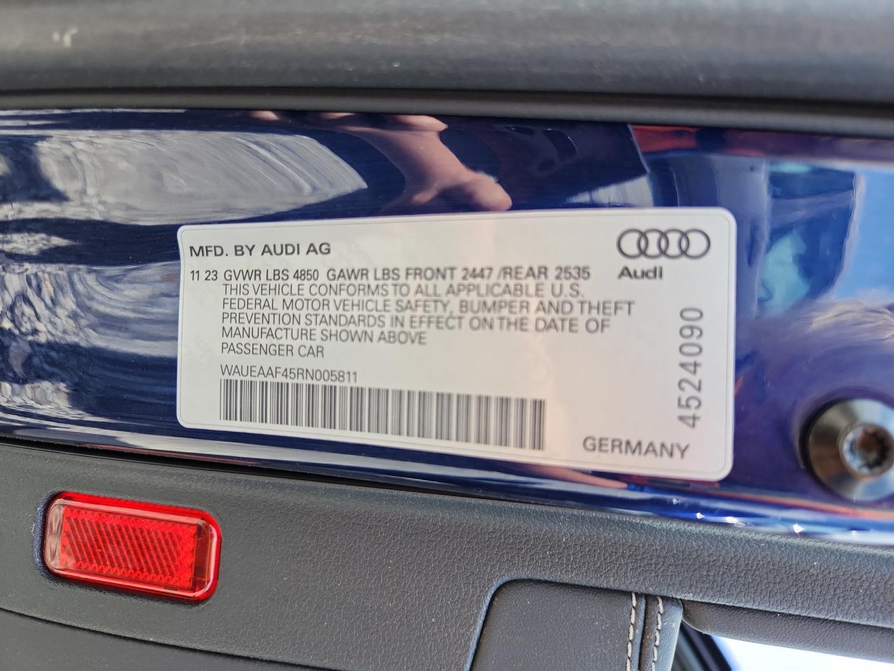 2024 Audi A4 Premium Plus 45 VIN: WAUEAAF45RN005811 Lot: 64678305