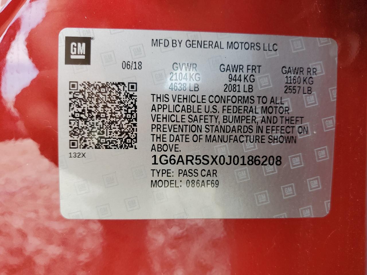 2018 Cadillac Cts Luxury VIN: 1G6AR5SX0J0186208 Lot: 66026845