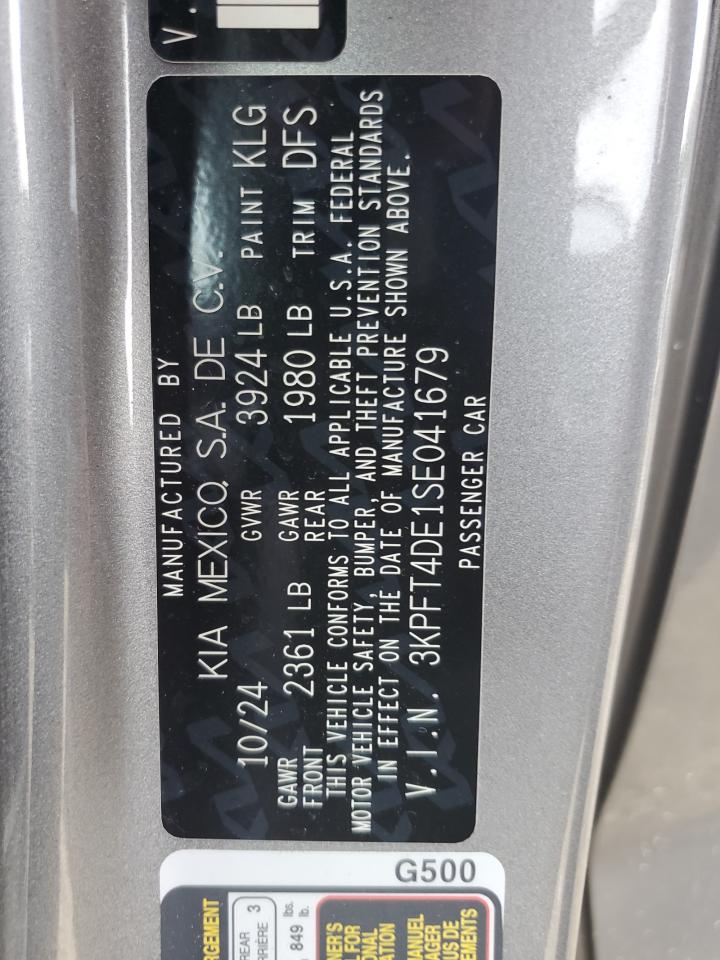 2025 Kia K4 Lx VIN: 3KPFT4DE1SE041679 Lot: 63799525