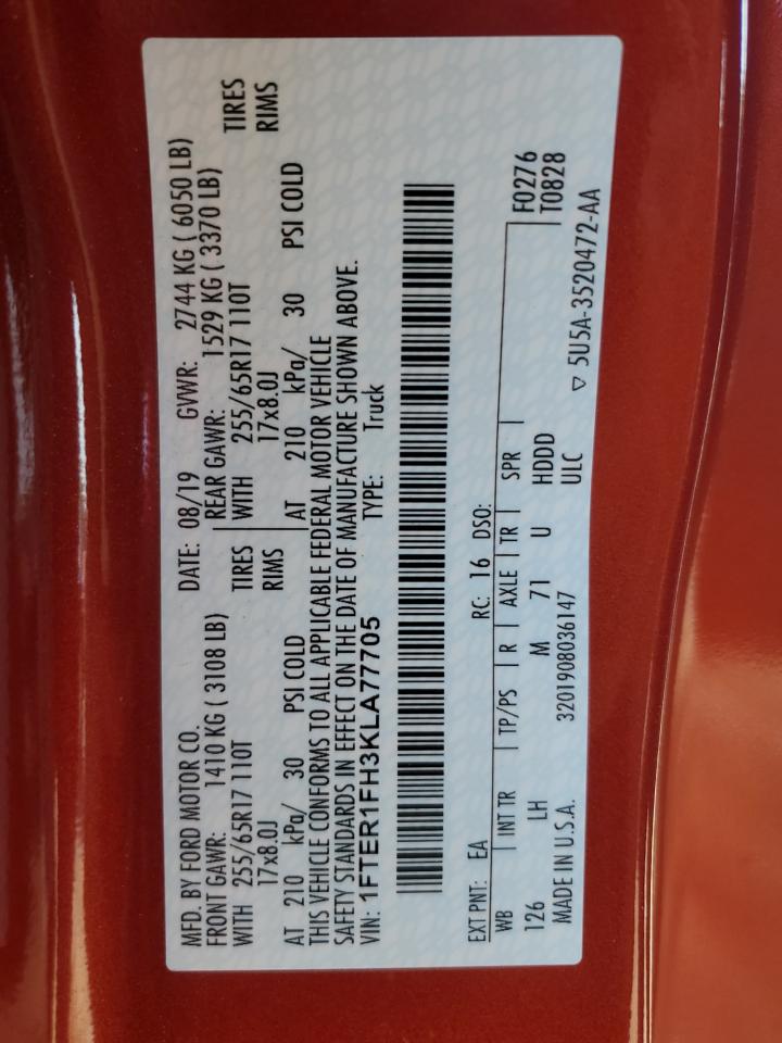 2019 Ford Ranger Xl VIN: 1FTER1FH3KLA77705 Lot: 65112125