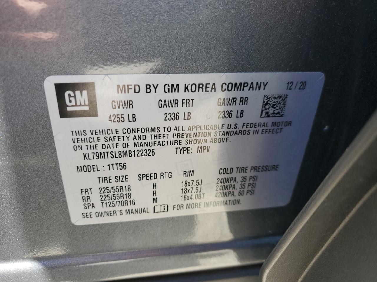 2021 Chevrolet Trailblazer Rs VIN: KL79MTSL8MB122326 Lot: 66388725