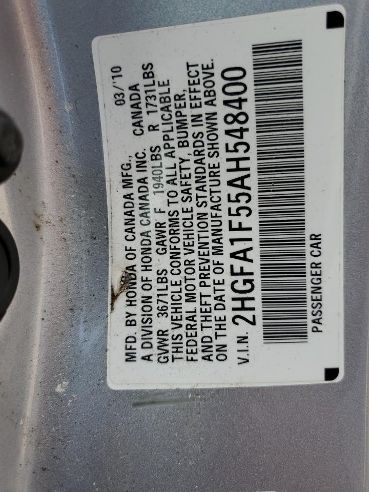 2010 Honda Civic Lx VIN: 2HGFA1F55AH548400 Lot: 64679985