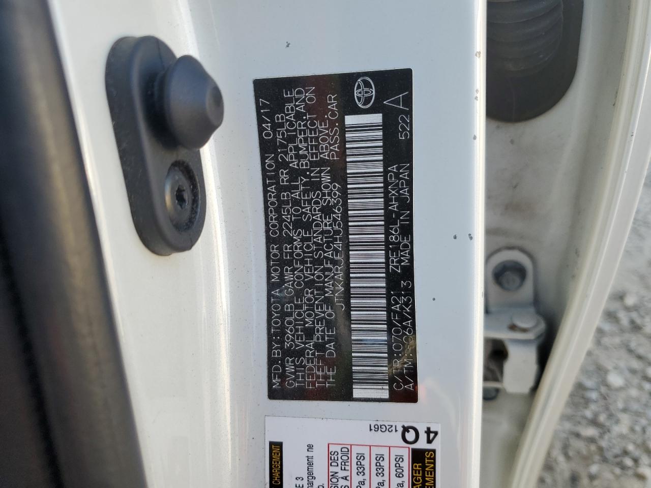 jtnkarje4hj546399 JTNKARJE4HJ546399 2017 Toyota Corolla Im