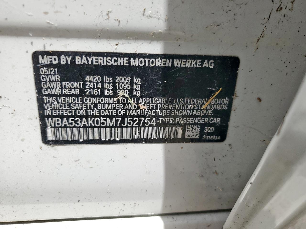 2021 BMW 228I VIN: WBA53AK05M7J52754 Lot: 56422425