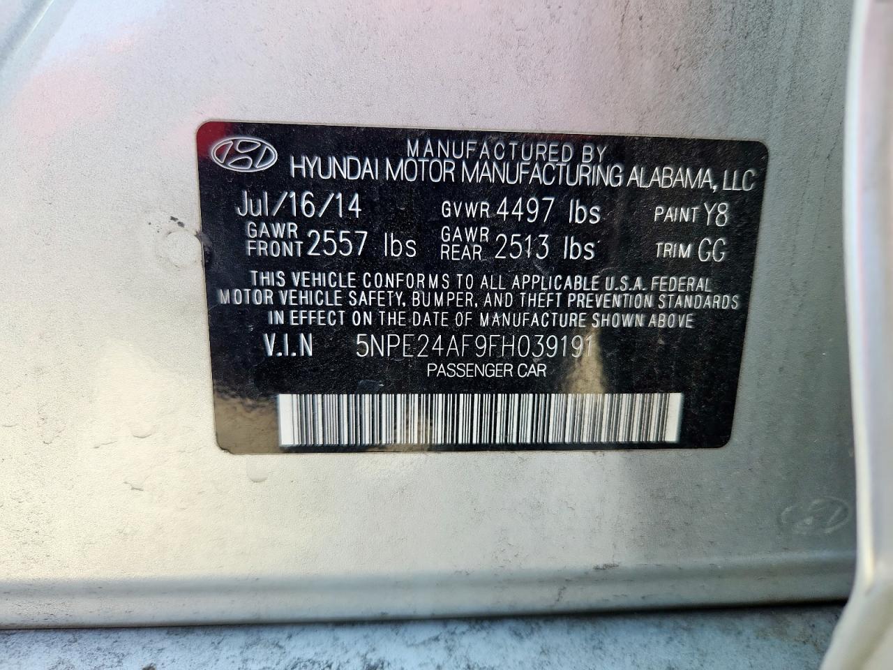 5NPE24AF9FH039191 2015 Hyundai Sonata Se