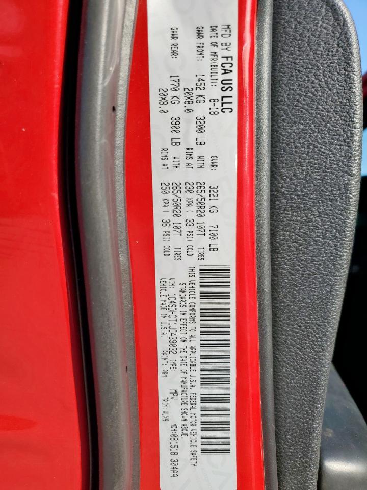 2018 Dodge Durango R/T VIN: 1C4SDHCT1JC439032 Lot: 66111655