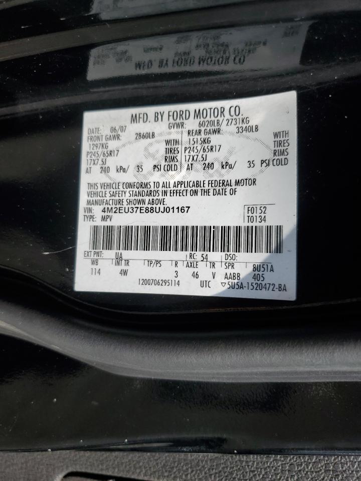 2008 Mercury Mountaineer Luxury VIN: 4M2EU37E88UJ01167 Lot: 63921145