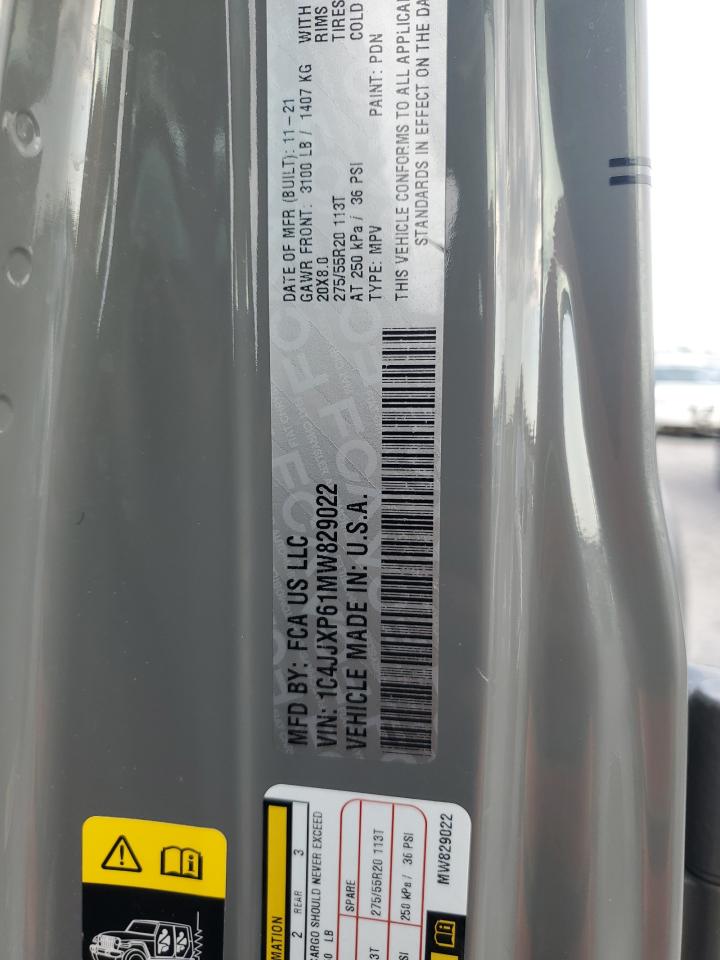 2021 Jeep Wrangler Unlimited Sahara 4Xe VIN: 1C4JJXP61MW829022 Lot: 62423295