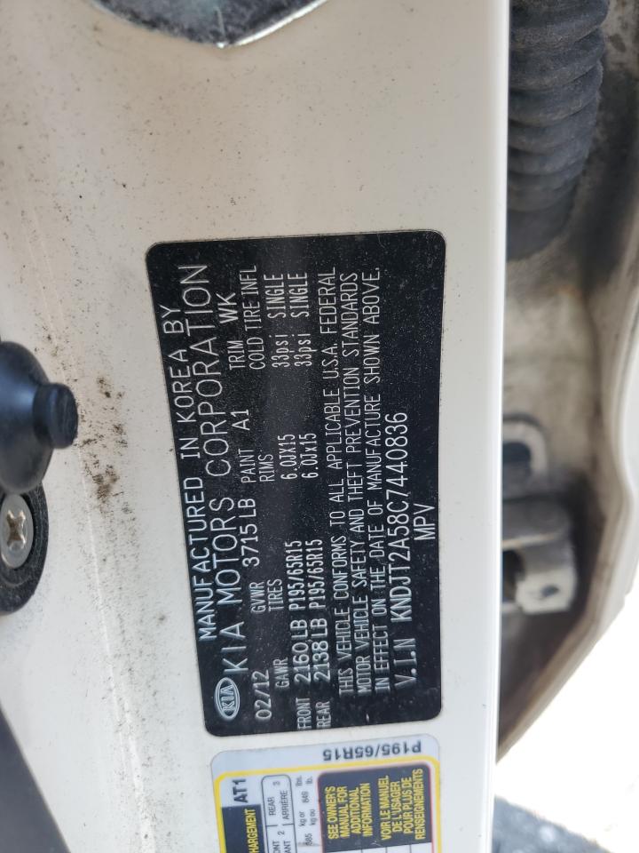 2012 Kia Soul VIN: KNDJT2A58C7440836 Lot: 65506435