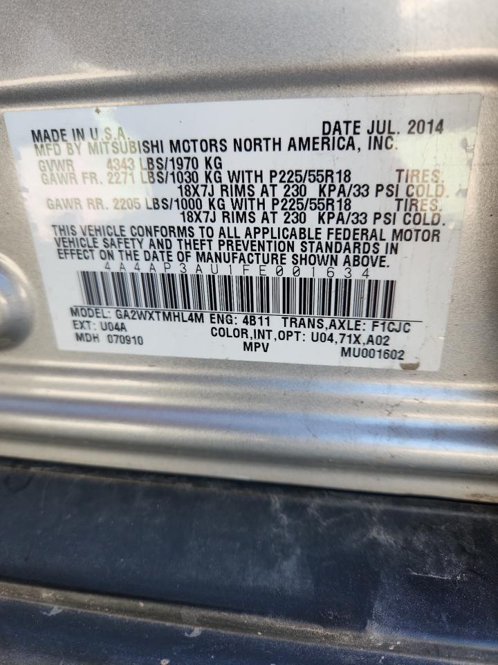 2015 Mitsubishi Outlander Sport Es VIN: 4A4AP3AU1FE001634 Lot: 84624305