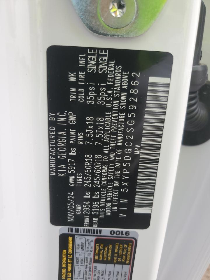 2025 Kia Telluride Sx VIN: 5XYP5DGC2SG592862 Lot: 64820995