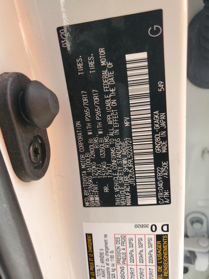 2020 Toyota 4Runner Sr5 VIN: JTEZU5JR9L5223727 Lot: 62933385