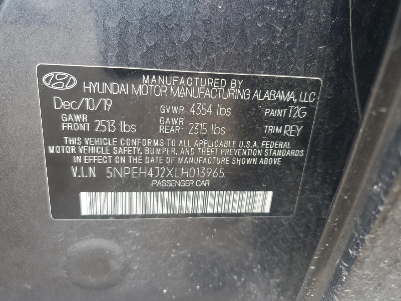 2020 Hyundai Sonata Limited VIN: 5NPEH4J2XLH013965 Lot: 64258305