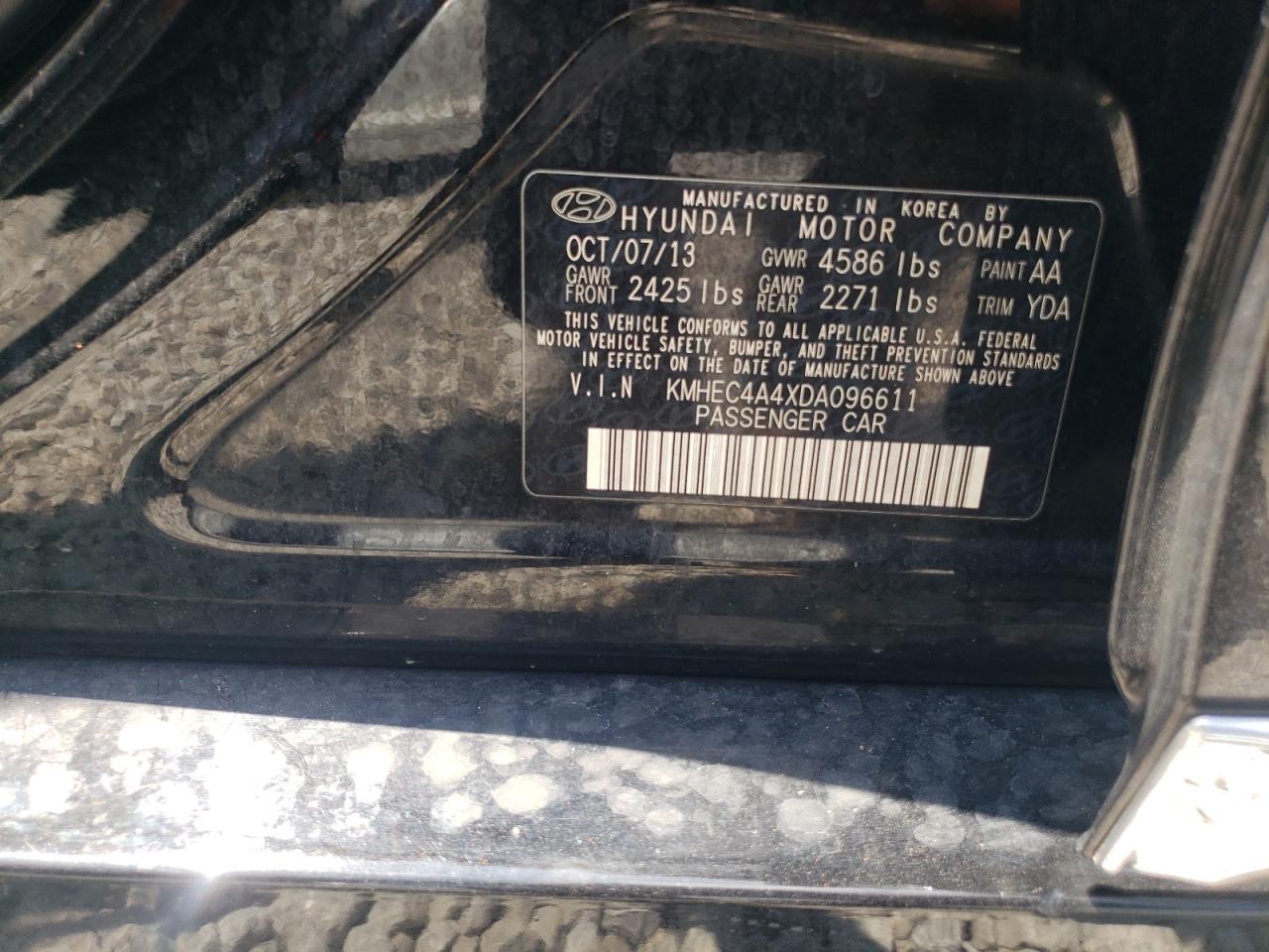 2013 Hyundai Sonata Hybrid VIN: KMHEC4A4XDA096611 Lot: 63568835