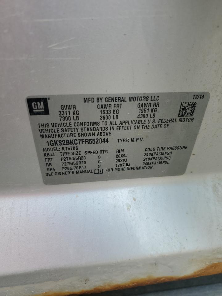 2015 GMC Yukon Slt VIN: 1GKS2BKC7FR552044 Lot: 66674825