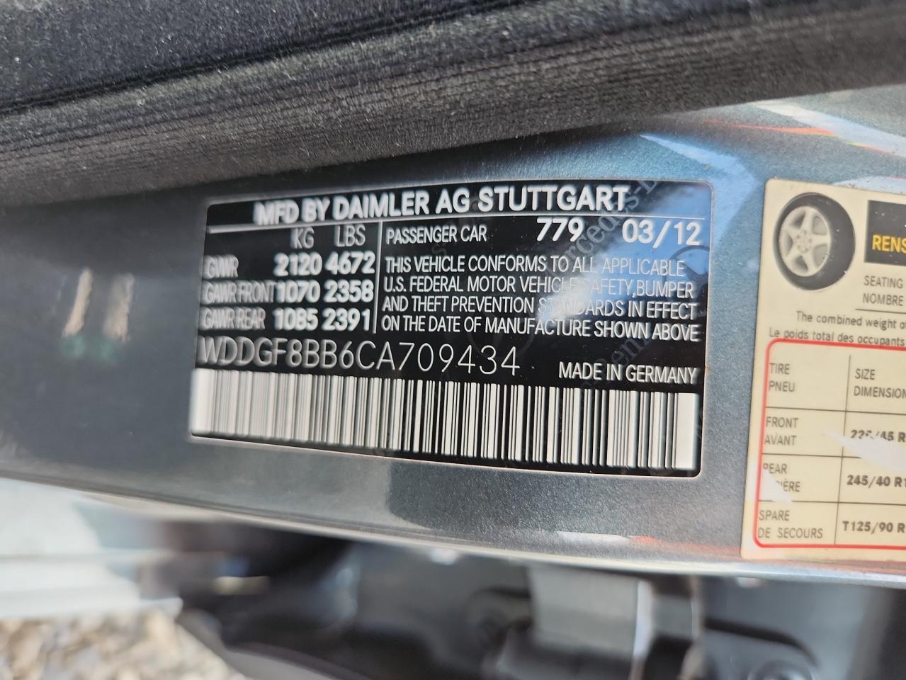 2012 Mercedes-Benz C 300 4Matic VIN: WDDGF8BB6CA709434 Lot: 63976735
