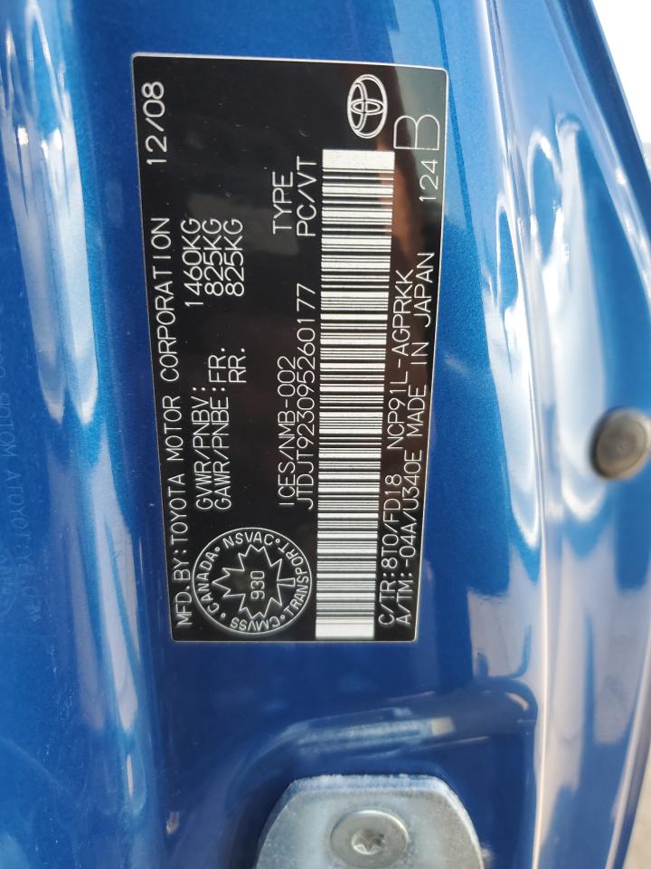 2009 Toyota Yaris VIN: JTDJT923095260177 Lot: 65342055