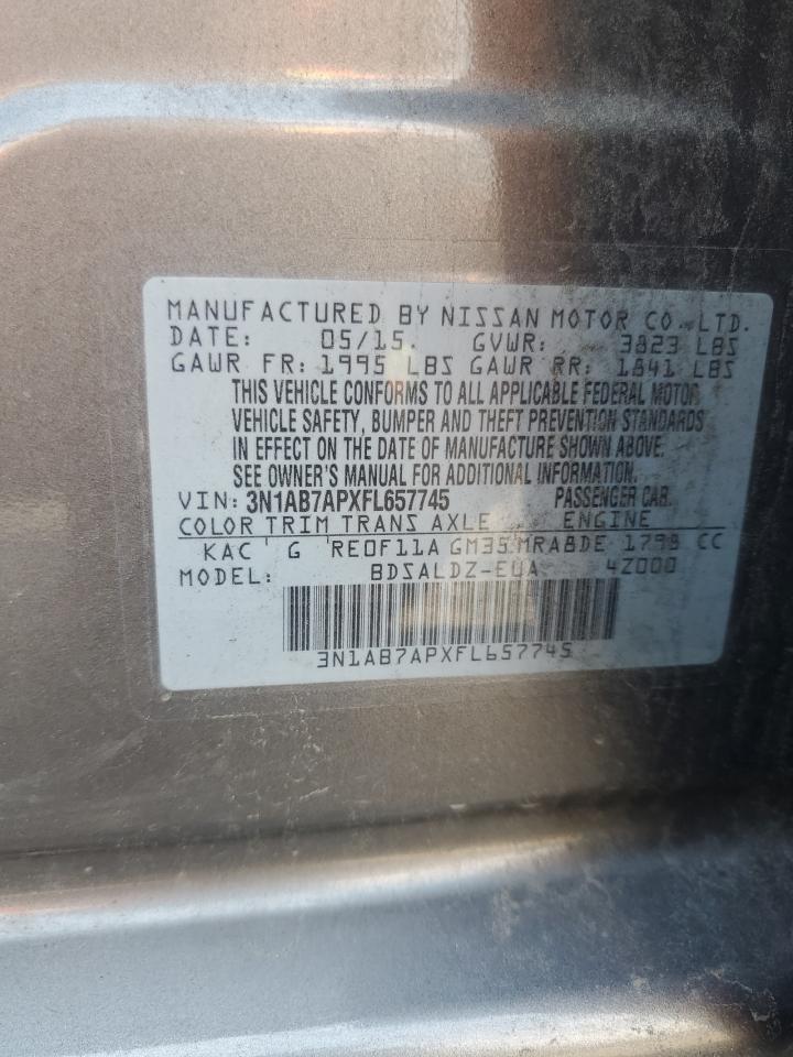 2015 Nissan Sentra S VIN: 3N1AB7APXFL657745 Lot: 64776725