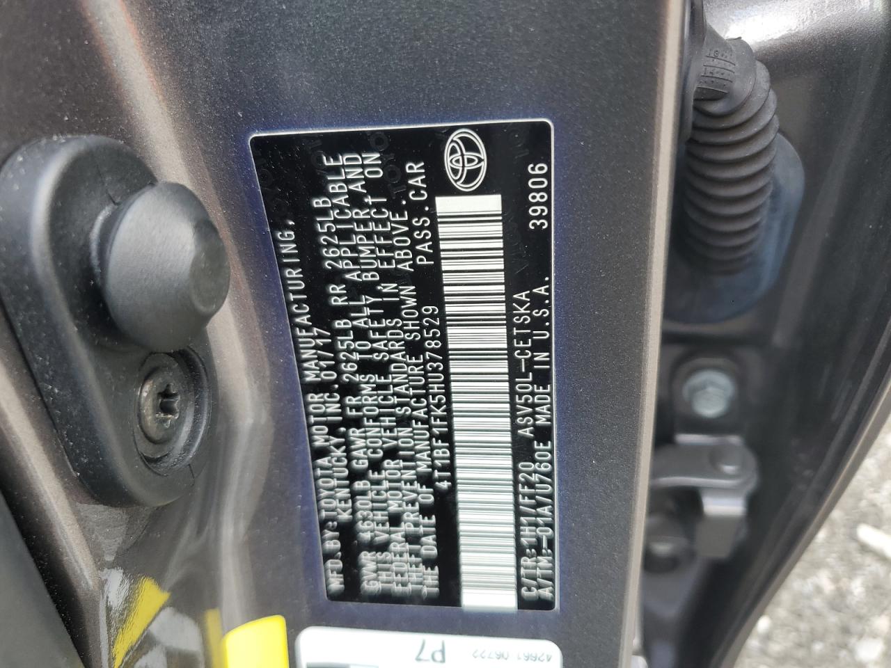 2017 Toyota Camry Le VIN: 4T1BF1FK5HU378529 Lot: 64621635