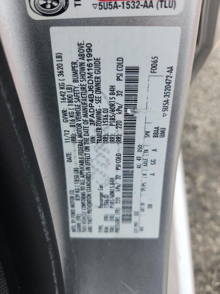 2013 Ford Fiesta Se VIN: 3FADP4BJ6DM161990 Lot: 64590025