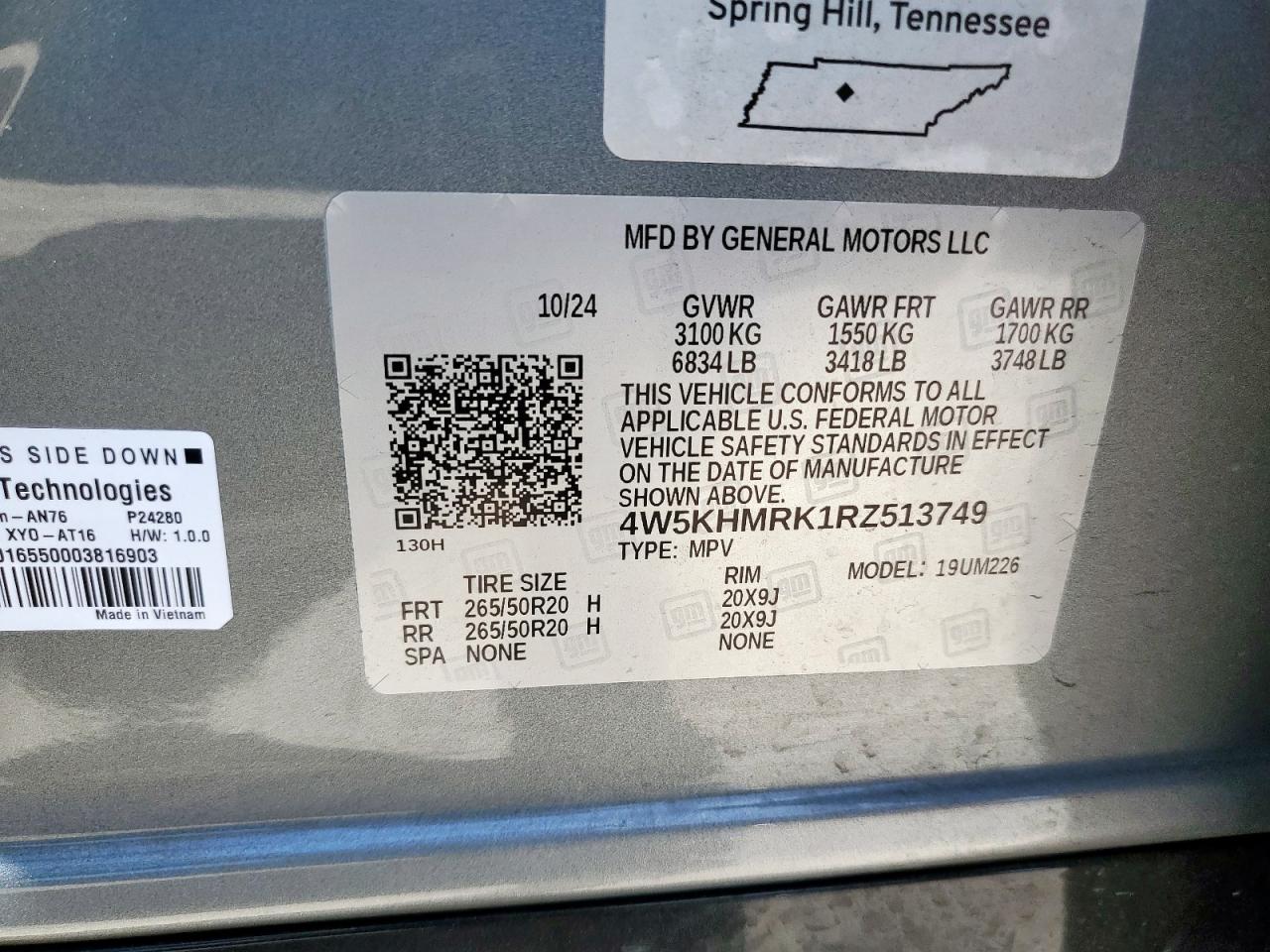 2024 Acura Zdx A-Spec VIN: 4W5KHMRK1RZ513749 Lot: 66614805