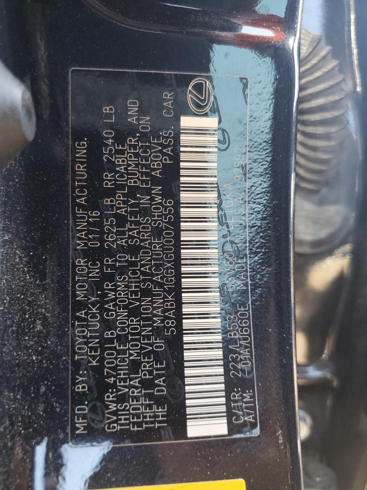 58abk1ggxgu007556 58ABK1GGXGU007556 2016 Lexus Es 350
