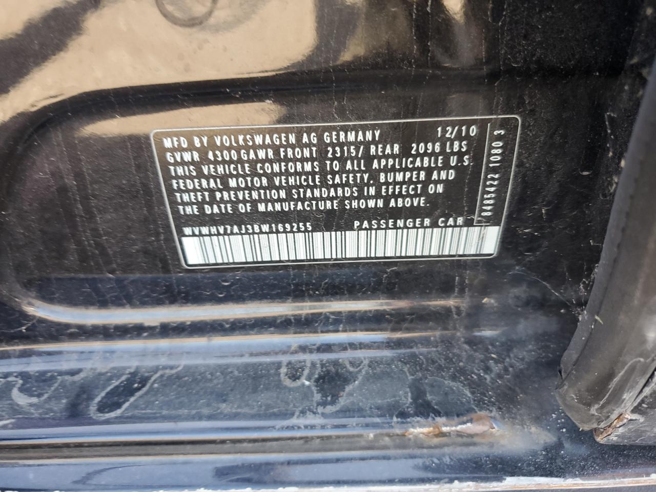 wvwhv7aj3bw169255 WVWHV7AJ3BW169255 2011 Volkswagen Gti