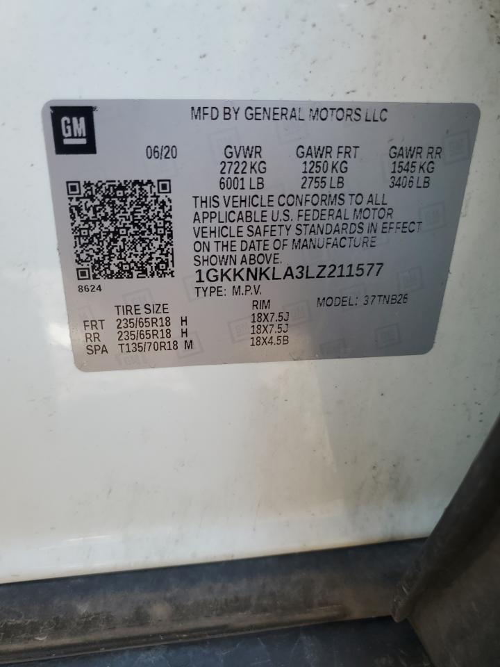 1gkknkla3lz211577 1GKKNKLA3LZ211577 2020 GMC Acadia Sle