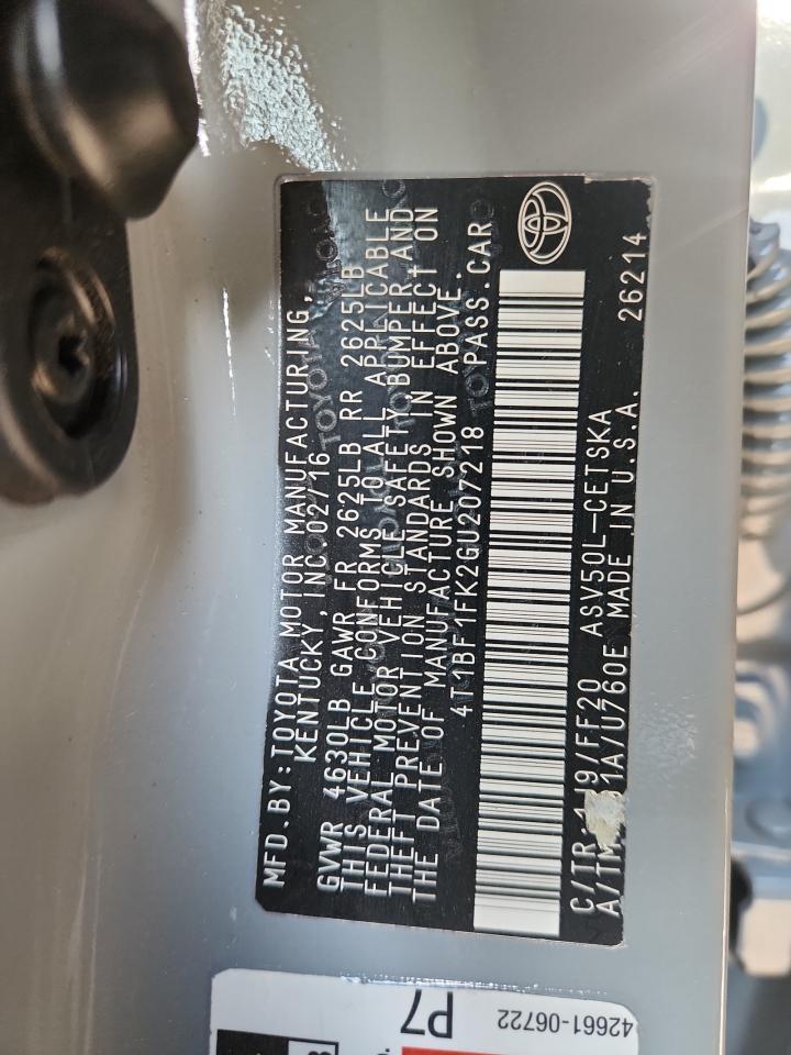 4t1bf1fk2gu207218 4T1BF1FK2GU207218 2016 Toyota Camry Le