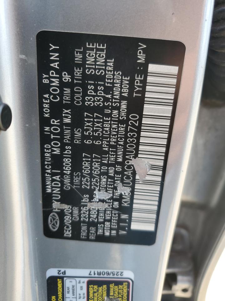 2010 Hyundai Tucson Gls VIN: KM8JUCAC9AU033720 Lot: 65290215