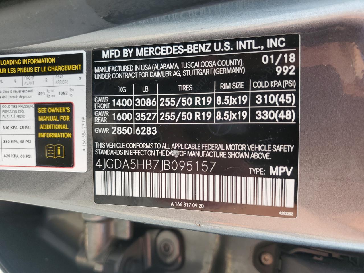 2018 Mercedes-Benz Gle 350 4Matic VIN: 4JGDA5HB7JB095157 Lot: 63985695