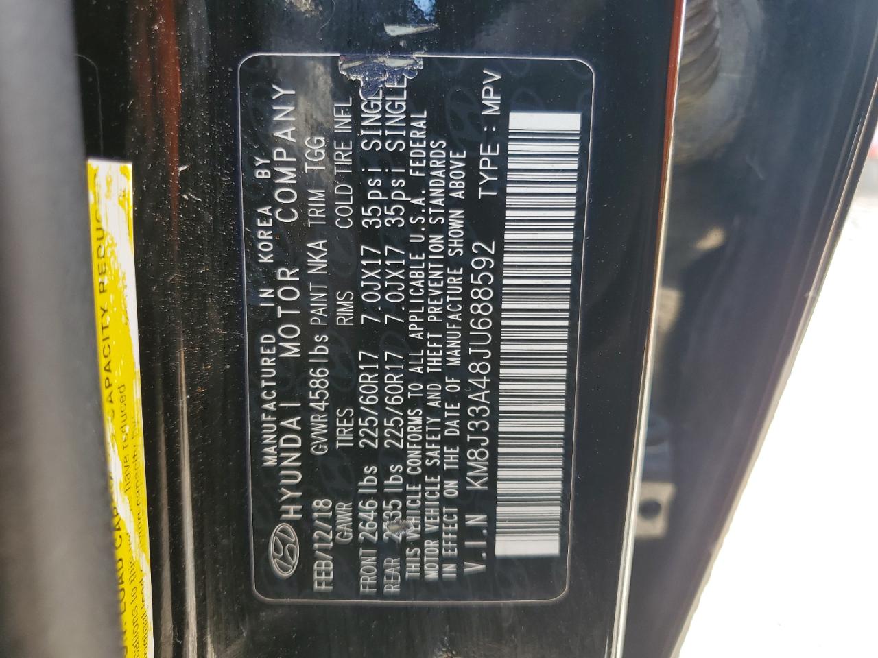 2018 Hyundai Tucson Sel VIN: KM8J33A48JU688592 Lot: 64457355