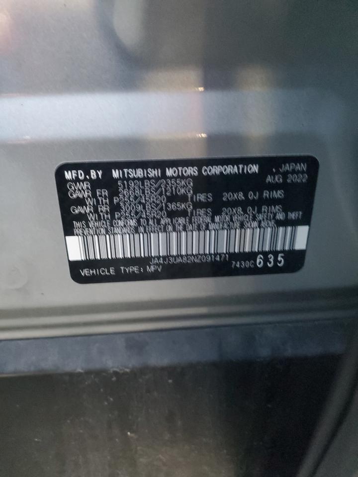 2022 Mitsubishi Outlander Se VIN: JA4J3UA82NZ091471 Lot: 65700625