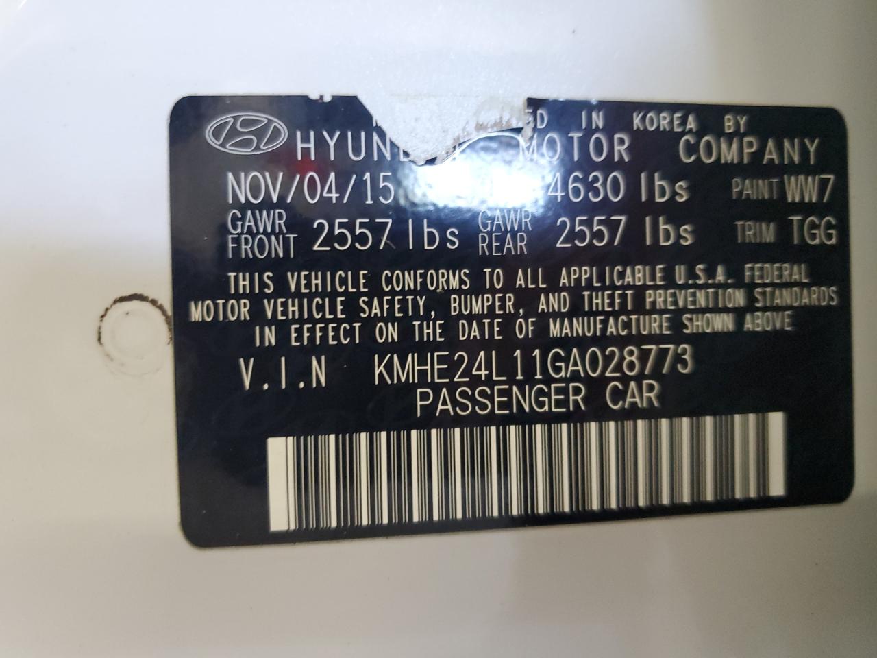 2016 Hyundai Sonata Hybrid VIN: KMHE24L11GA028773 Lot: 65207385