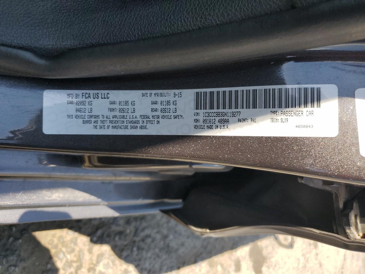 2016 Chrysler 200 S VIN: 1C3CCCBB3GN119277 Lot: 63442065