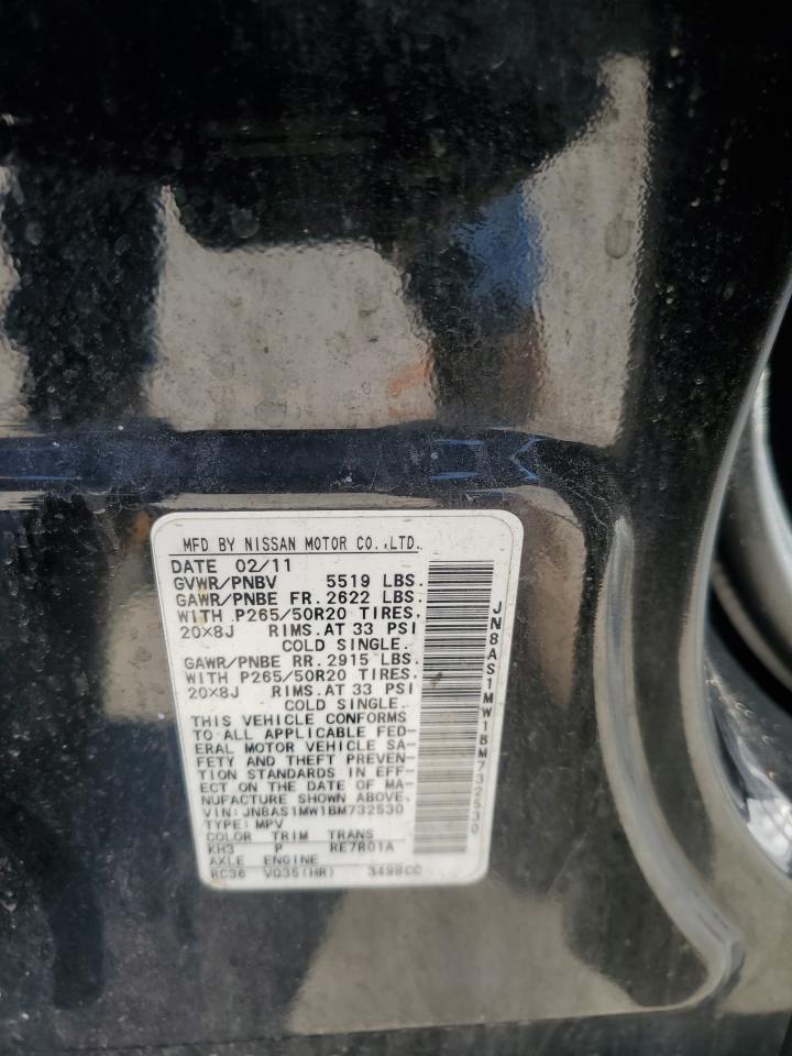 2011 Infiniti Fx35 VIN: JN8AS1MW1BM732530 Lot: 62831625