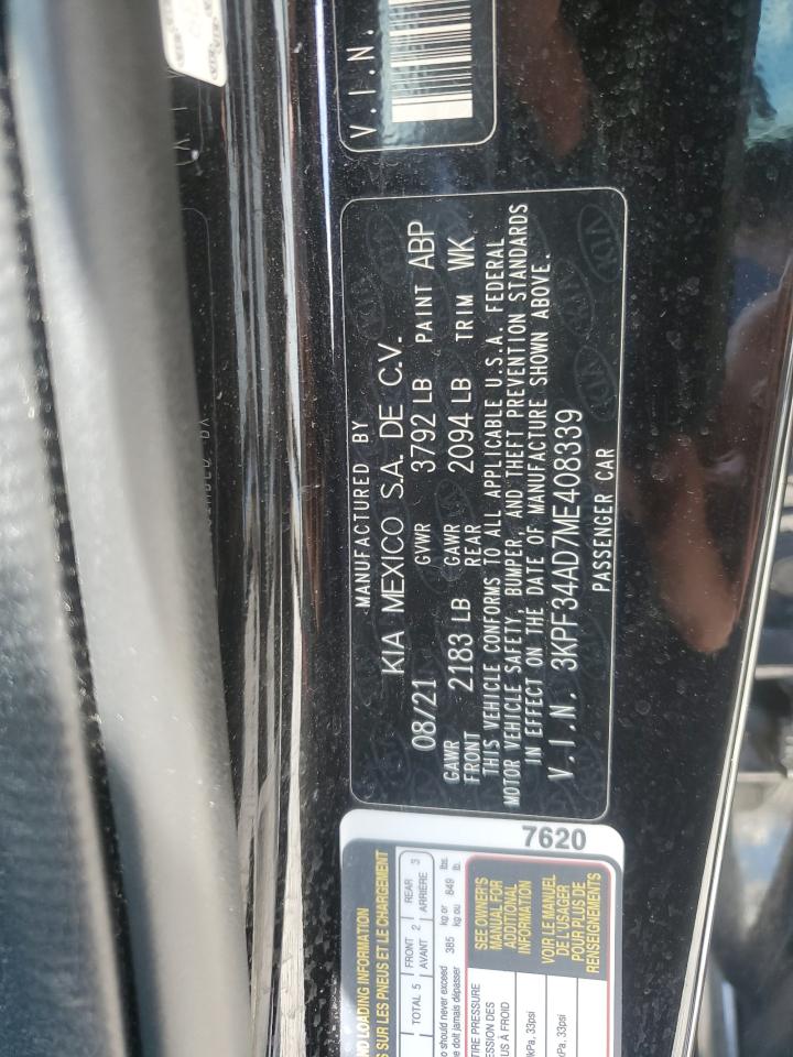 2021 Kia Forte Gt Line VIN: 3KPF34AD7ME408339 Lot: 60725845
