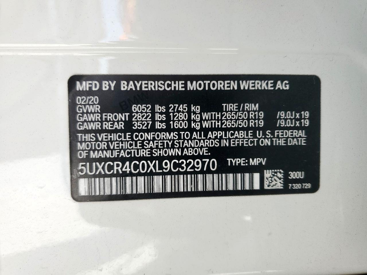 2020 BMW X5 Sdrive 40I VIN: 5UXCR4C0XL9C32970 Lot: 65174455